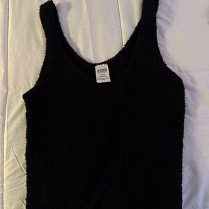 Women’s PINK Black Fuzzy Tank Top